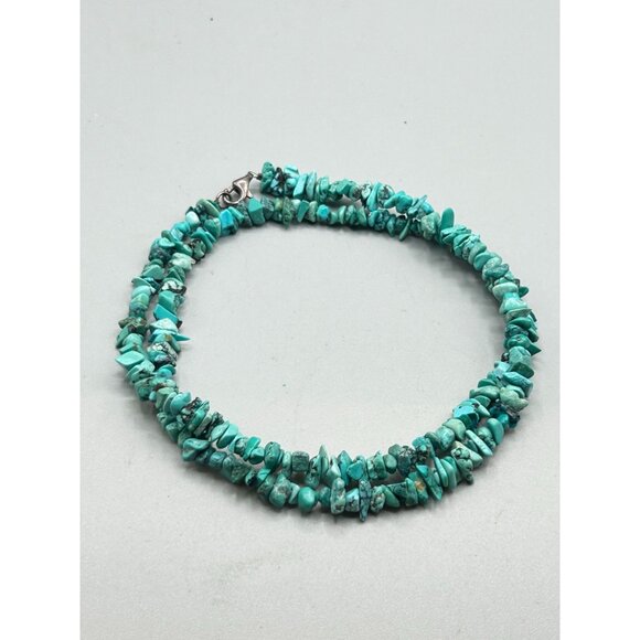 Vintage DTR Turquoise Chips Necklace Jay King Desert Trade Rose Beaded Strand - Picture 2 of 7